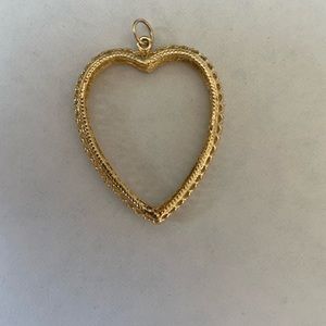 14k gold open heart charm